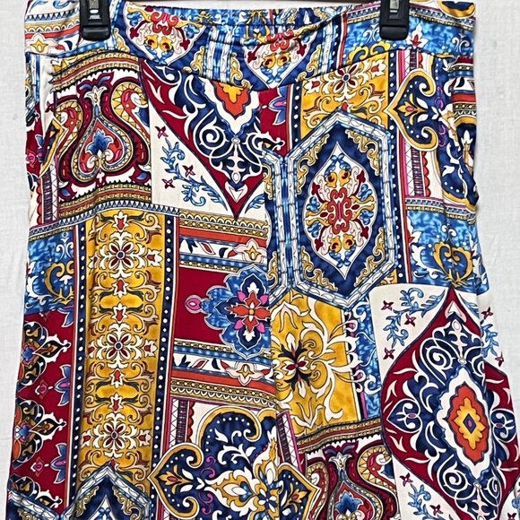 Haute Hippie Palazzo Pants Large Colorful Geometric Ethnic Print Boho Pockets - Picture 3 of 8